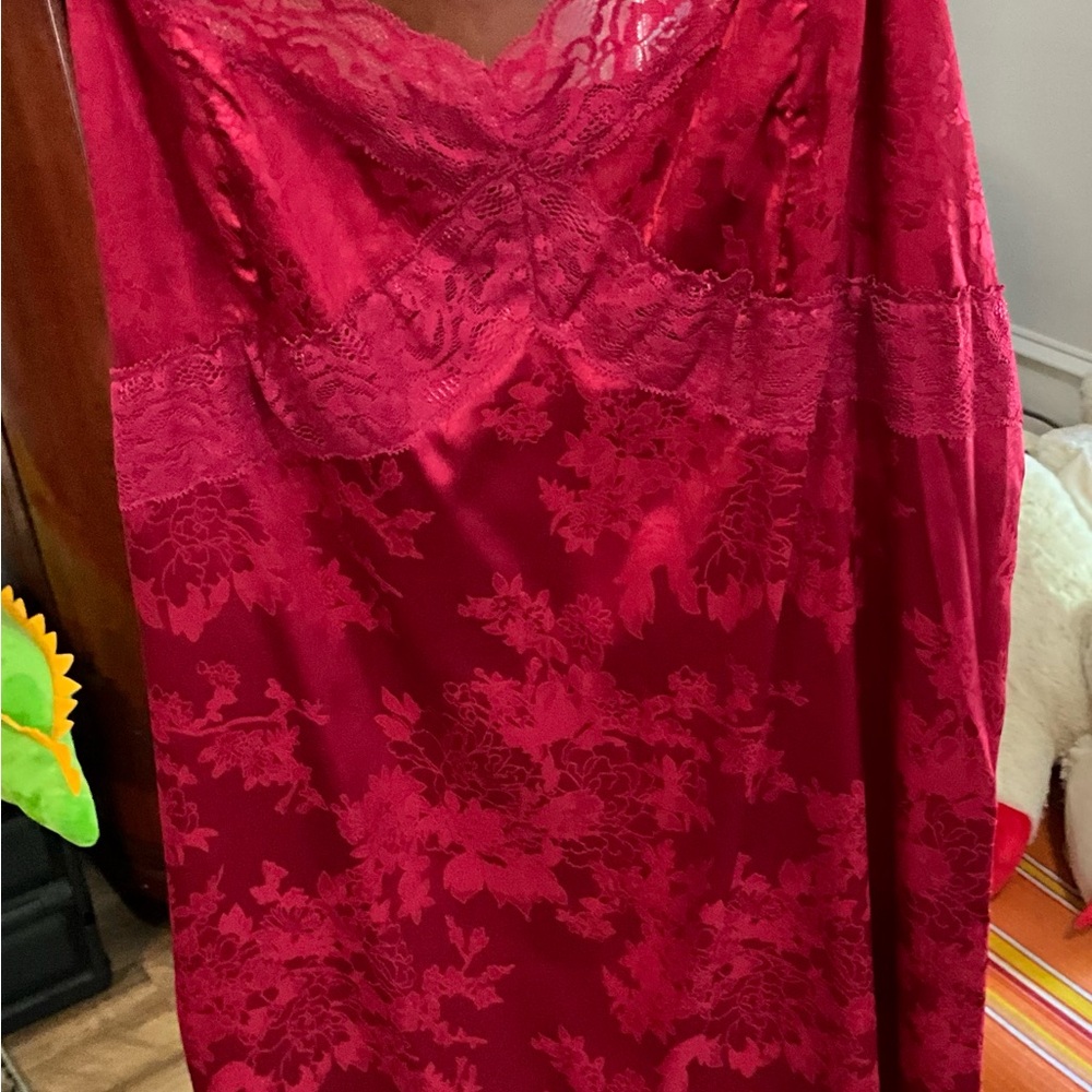 Elegant Red Lace Nightgown